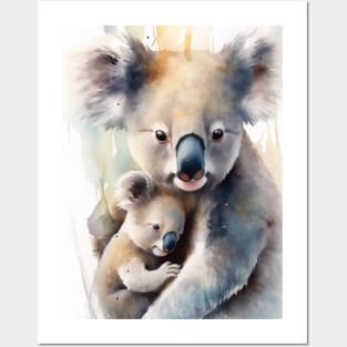 Baby koala with mom Posters and Art